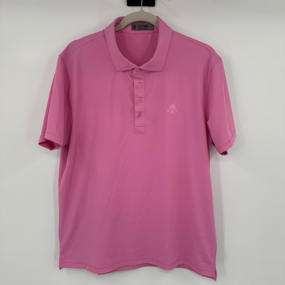 G/FORE Mens Skull &‎ Tees Performance Golf Polo Shirt Pink Size Large